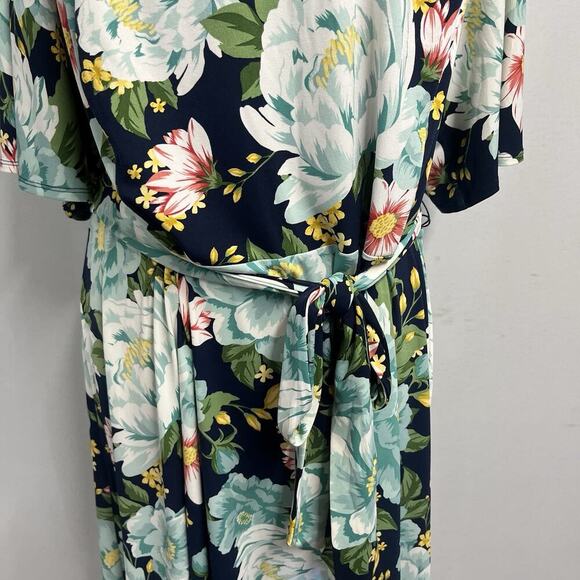 Charter Club Dress Plus size 3X Blue Green Floral Tropical Floral Stretch Knee - Picture 5 of 13